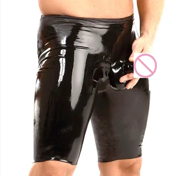 Seksikas Meeste pesu Faux Nahast poksijad Lühikesed Püksid Lateks gay Kostüüm Kinnismõte Seksikas Kostüüm PVC seksikas püksid Meestele