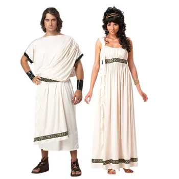 Seksikas Vana-Kreeka Mütoloogia Olympus Zeus Hera Kostüüm Halloween Pool Kreeka Toga Jumal Cosplay Paar Kleit