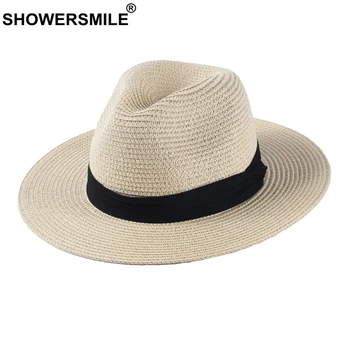 SHOWERSMILE Panama Müts Mehed Klassikaline Õled Jazz Müts Naiste Beez Väljas Vabaaja Havai Lindi päikesekaitse Suve Müts Unisex