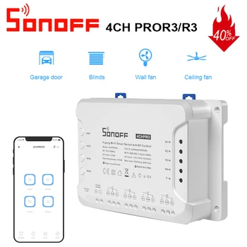 SONOFF 4CH R3/PRO R3 Wifi Lüliti Moodul Remote 433 Mhz 4 Gang Wi-Fi DIY Smart Switch Smart Home hääljuhtimine Alexa Google Kodu