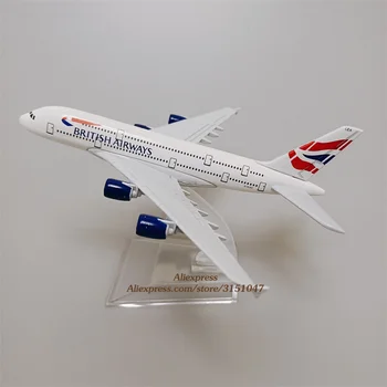 Sulam, Metall Õhu British Airways A380 Airlines Diecast Mudel Lennuk Airbus 380 Lennuk Mudel w Seista Õhusõiduki Lapsed Kingitused 16cm