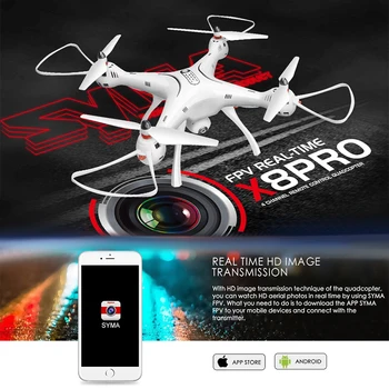 Syma X8PRO RC Undamine GPS koos WiFi, Kaamera, HD FPV Selfie Drones 2.4 G 4CH Professionaalne Quadcopter Helikopter Kingitus Sõpradele