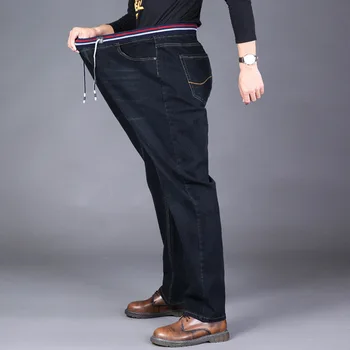 Sügis-Talv elastne teksad meeste suured 46 lahti pluss suurus sirge slim püksid 48 teksad meeste teksad 46 44