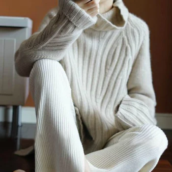 Sügis-Talve kampsun naiste kõrge kaelusega kašmiir kampsun kootud pullover naiste sweter mood kampsunid uued Lahtised Pluss Suurus tops