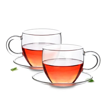 Tassi & Alustassid Tee Set palju -1*100ml kuumakindel Selge Klaas Tee Tassid, Kruusid +Taldrik 9cm