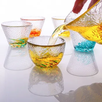 Tehase Hulgi Kuumakindel Jaapani Stiilis Haamer Muster Huvides Klaas Tass Mitut Värvi Väikeste Tee Tassi