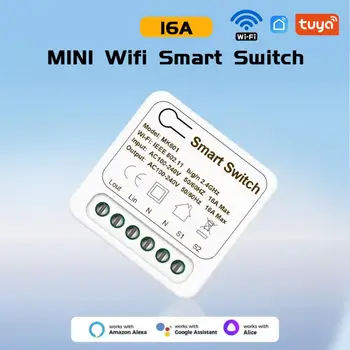 Tuya WiFi Smart Lüliti 16A DIY Mini Smart moodulikandur 2-way-Kontroll Smart Elu APP Kontrolli Koostööd Alice Alexa Google Kodu