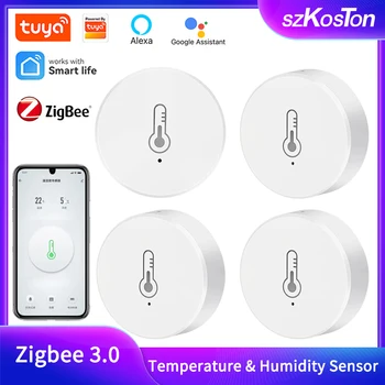 Tuya Zigbee Smart Temperatuuri ja Niiskuse Andur Tööd Alexa Google Assistent Smart Home Remote APP Jälgida SmartLife