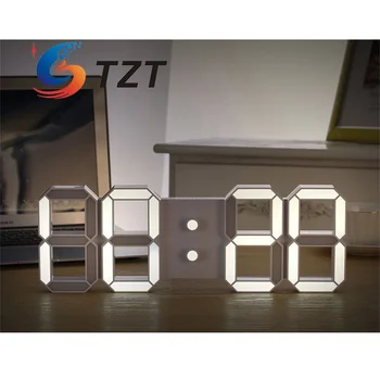 TZT 4-Kohaline 3D LED-Kell Wifi Kella Perpetual Calendar Elektrooniline Kell (Valge Valgus Valge Koorega)