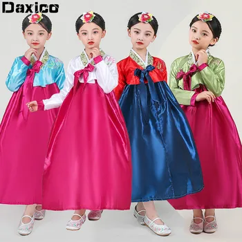 Tüdrukud Traditsiooniliste Korea Hanbok Kleit Lapsed Etapi Vana Rahvas Tantsu Kulumise Lapsed Rahvatantsu Riided Partei Cosplay Kostüüm