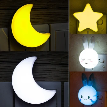 Uudne Night Light Star Moon Küülik Cartoon LED Lamp Pulg-in Pesa Seina Lamp Baby Laste Magamistuba Magamiseks Nightlight