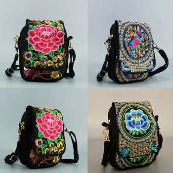 Uus 2 Värvi Etnilise Tikandid Vintage Tikitud Lõuend Kotid Õlale Messenger Bag Naiste Väike Münte Travel Beach Telefon Kotis