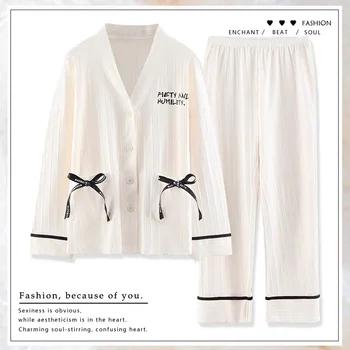 Uus aasta Sügisel Trendikas Homewear Naiste Puuvillane Pidžaama Komplekt Pikkade Varrukatega Magab Tops Jaapani Stiilis Kimono Öö Riided Mujer Dropship
