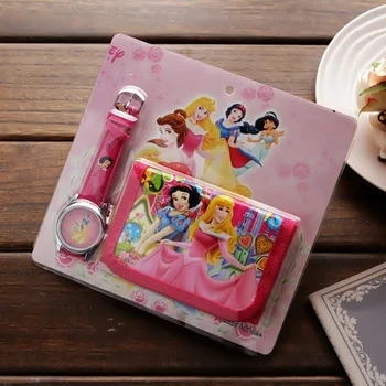 Uus Cartoon Princess Lapsed Vaadata Rahakott, Sünnipäeva Kingitus Lastele, Kangast Rahakott ja Cartoon Watch Set Meeste Kvarts Kell