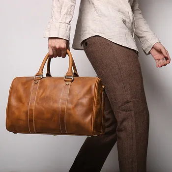 Uus Highend Vintage Pruun Must Paks Ehtne Nahk Äri Mehed Naised reisikott Naine Mees JÕUSAAL Messenger Duffle Bag M1028