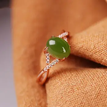 Uus Looduslik Jade Hetian Jade Diamond Muna Ümber Avause Reguleeritav Rõngas Retro Võlu Niši Käsitöö Naine Brand Ehted