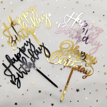 Uus Roosa Kuld Happy Birthday Cake Torukübar Akrüül Baby Shower Sünnipäeva Cupcake Torukübar jaoks Sünnipäeva Magustoit Kook Dekoratsioonid