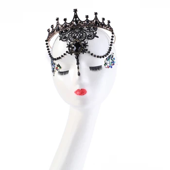 Vintage Barokk Peapaelad Crystal Tiaras Gooti Võra Pruut Pitsiline Ripats Beaded Kett Headpieces Pruudi Pulmas