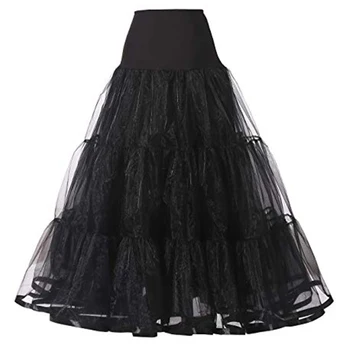WOWBRIDAL 95CM Pikk Petticoat Ruffled Crinoline Vintage Pulm jaoks Kleidid Underskirt Rockabilly Tutu