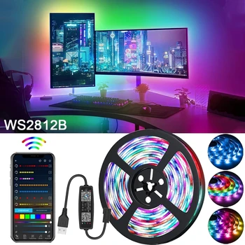 WS2812B LED Valgus RGBIC USB-Ribad, Lindid Paindlik Lamp Infrapuna-ja Bluetooth-Ontroller Luces Helendav Decor 5050SMD Neoon Lamp
