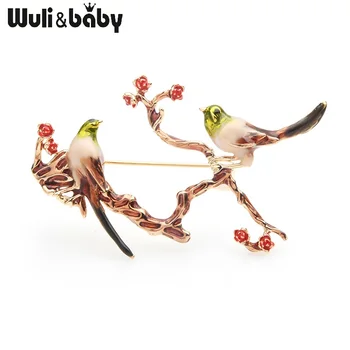 Wuli&baby Paari Linde Puu Prossid Naiste Emailiga Loomade Lilled Pulmad Sõle Sõrmed Kingitused