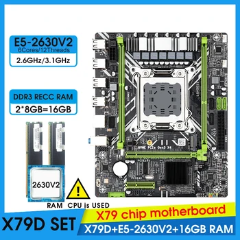 X79 D Emaplaadi ja Protsessori Mälu Set Intel Xeon E5 2630 v2 PROTSESSOR 2*8GB (16 GB) DDR3 1600MHz ECC/REG RAM KOMPLEKT