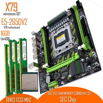 X79 Emaplaat Komplekt LGA2011 Xeon E5 2650 V2 PROTSESSOR, 4* 4 GB (16GB) ECC REG DDR3 RAM Server Mälu 1333Mhz RJ45 Mainboard