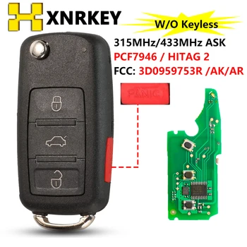 XNRKEY 3+1Button Flip Remote Auto Võti Fob 3D0959753R/AK/AR jaoks Touareg VW Touareg Phaeton 2002-2012 315/433MHz PCF7946/ID46