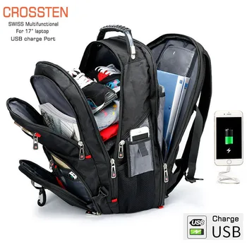 Šveitsi-Multifunktsionaalne kotid Vastupidav 17-Tolline Sülearvuti Seljakott,45L reisikott,College Bookbag,Laadimine USB Port,veekindel